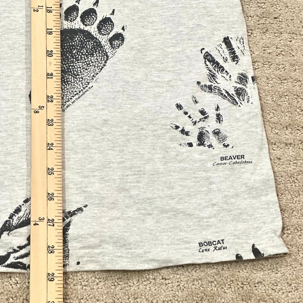 Vintage Alaska Animal Tracks All Over Print Shirt Mens Medium 90s Nature Outdoor - Picture 6 of 6